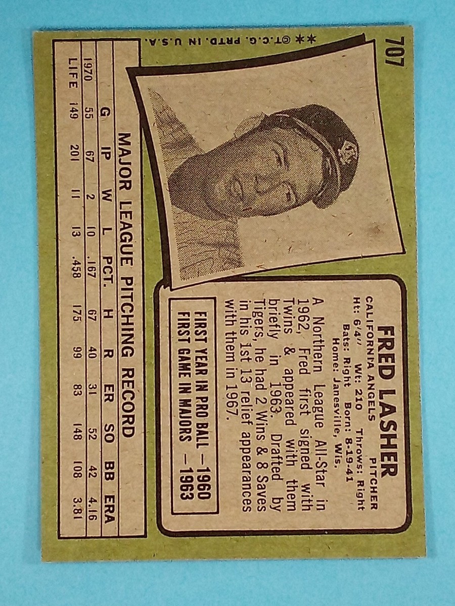 1971 Topps Fred Lasher California Angels #707 EX+ ⚾ | eBay