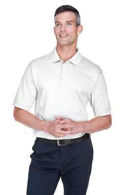 Devon & Jones Men's Solid Color Interlock Polo White or Navy D140S Sizes 2XL-4XL