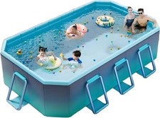 Foldable Non-Inflatable Kids and Adults Outdoor Swimming Pool, 102" x 65" x21"