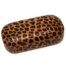 Calabria Large Leopard Animal Print Hard Clamshell Eyeglass/Sunglass Case BROWN