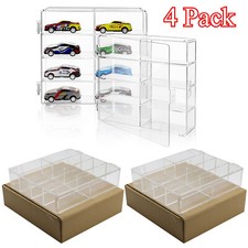 4x Organizer Box Display Case 8 Car for 1/64 Hotwheels Diecast Locking Stackable