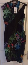 Next Black Multi Bodycon Dress, Size 10 - bnwt