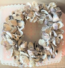 Handmade Nautical Coastal Beach Natural Oyster Shell Wreath