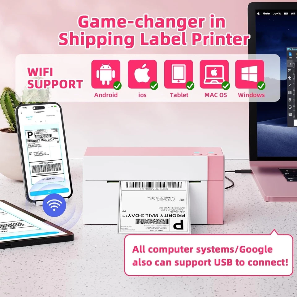 Omezizy 2024 WiFi Thermal Label Printer 4x6, 300DPI Shipping Label Printer - NEW - Image 2 of 4