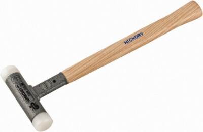 HALDER 3366.025 11 oz Dead Blow Hammer, Nylon Head, Hickory Handle, 1'' Face