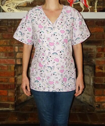 Samantha Mara Rainbow Hearts & Love Scrub Top 2XL medical scrubs fitted nurse