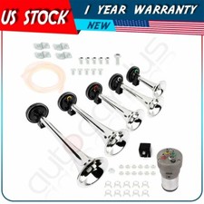 La Cucaracha 12v Loud 130db 5 Trumpet Air Horn Kit For Car Truck Silver