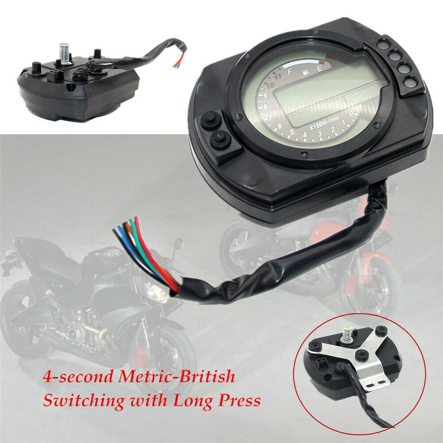 7 Colores LCD Digital Moto Velocímetro Odómetro Medidor con Función de Alarma Foto 3 de 4