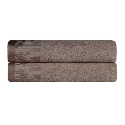 Wisteria Cotton Bath Towel Set with Floral Embroidered Jacquard Border Set of 2 - Picture 21 of 86