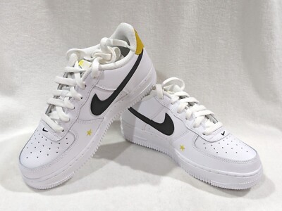 Nike Air Force 1 LV8 (GS) White/Black/Yellow Kid's Sneakers-Sz 6Y NWO DM0983-100
