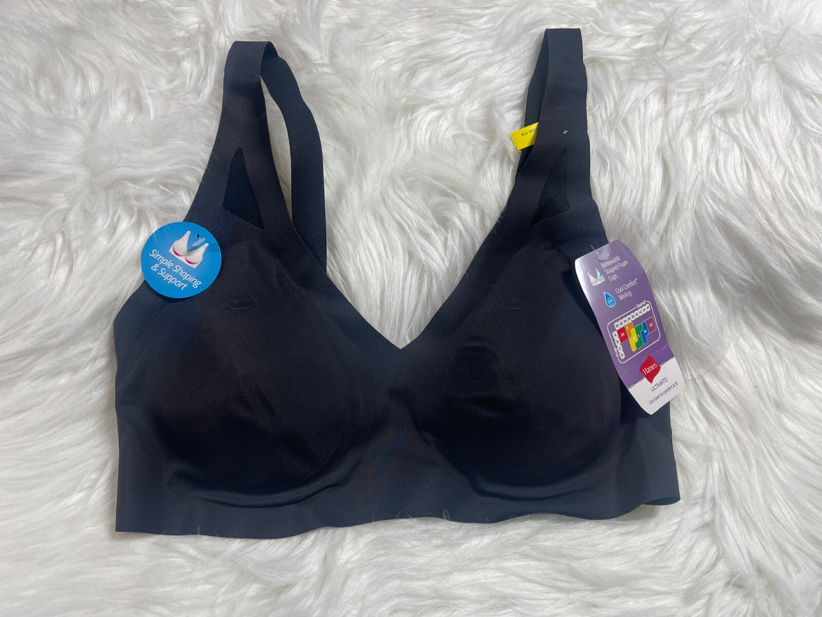 3 HANES Women Ultra Light Comfort Wireless Bra/Bralette DHHU42 M Black