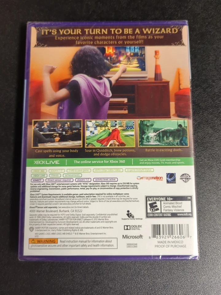 Harry Potter for Kinect (Xbox 360, 2012) New Factory Sealed CIB WB Games - Image 2 of 4