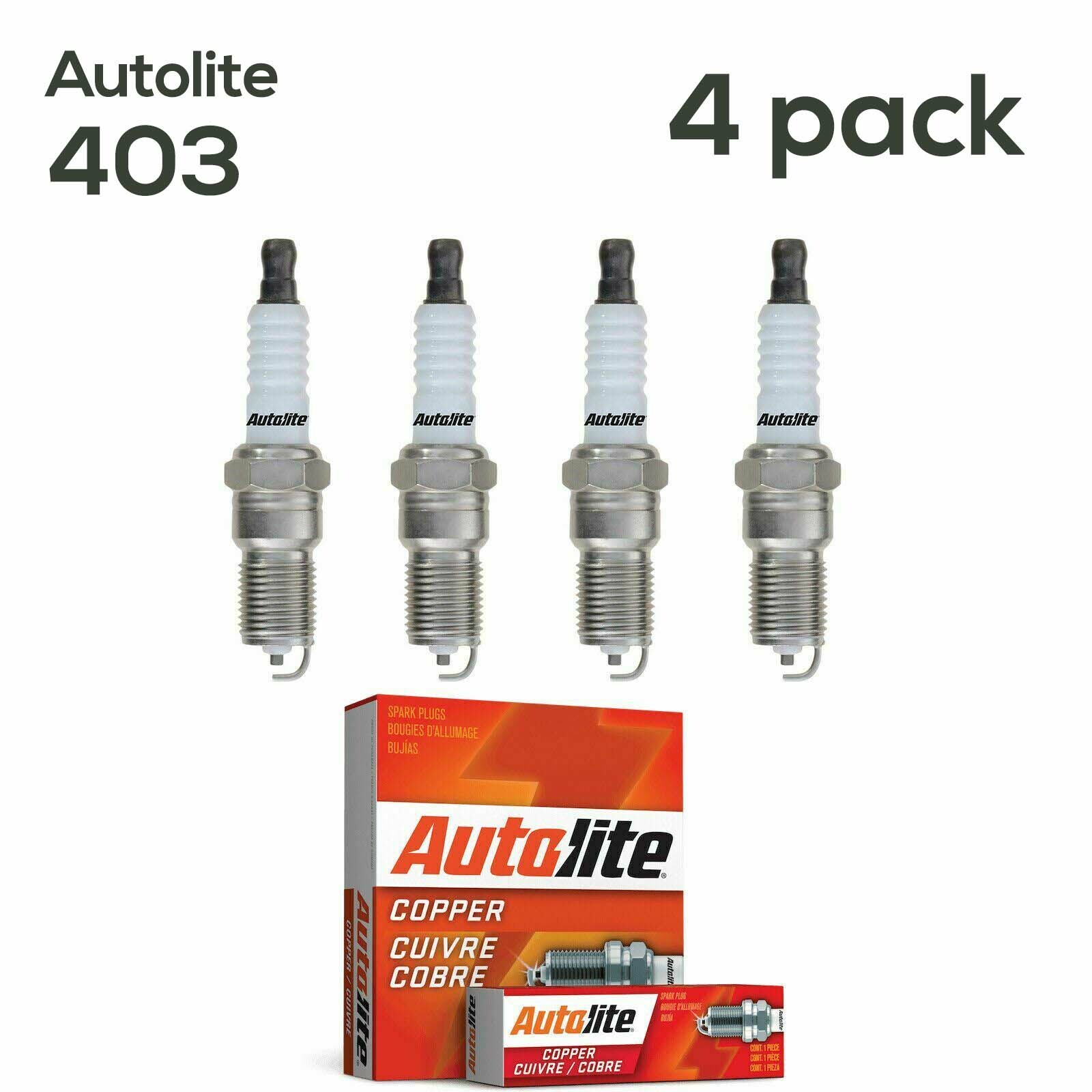 4 Pack Autolite 403 Genuine Copper Resistor Spark Plugs