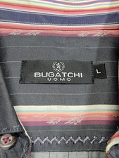 Bugatchi Uomo Long-Sleeve Black Tartan Plaid Dress Shirt Shirt Men's Large