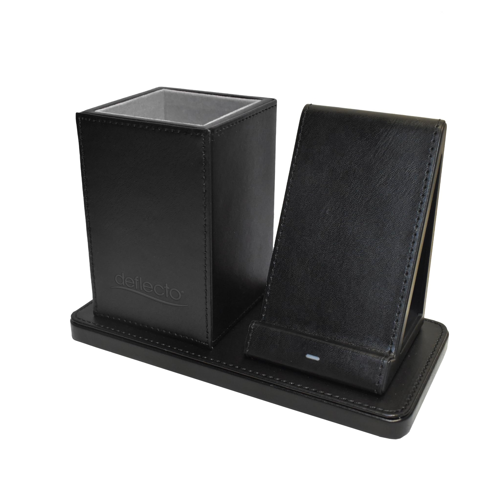 Deflecto Wireless Charging Desk Organiser - Black - Pen Holder Desk Tidy Wireles