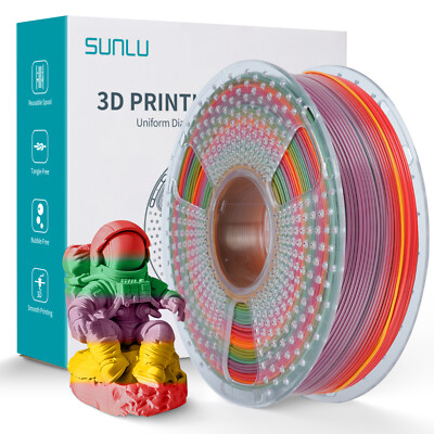 SUNLU 1KG PLA Rainbow 01 3D Printer Filament 1.75mm PLA 1KG,Color Change Each 8M