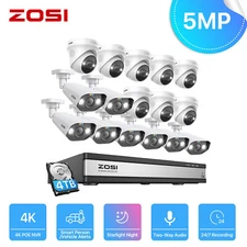 ZOSI 8CH/16CH 4K NVR 5MP POE Security Camera System AI Human Car Detect IR Audio
