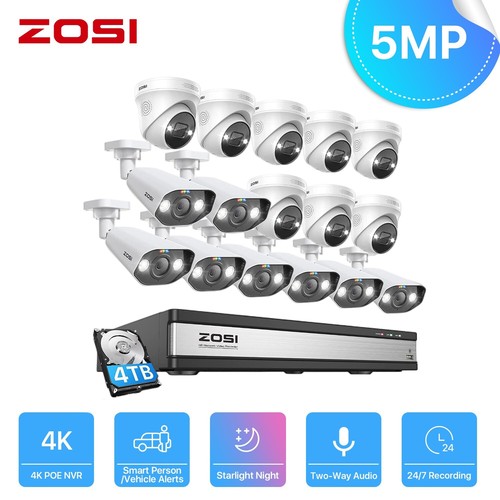 ZOSI 8CH/16CH 4K NVR 5MP POE Security Camera System AI Human Car Detect IR Audio - Picture 32 of 34