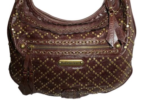 ISABELLA FIORE STUD MUFFIN HOBO ADJUSTABLE STRAP SHOULDER CROSSBODY BAG MRP$795 - Picture 6 of 12
