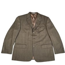 Oscar De La Renta 100 Lambswool Men's Blazer Classic Brown Buttery Soft