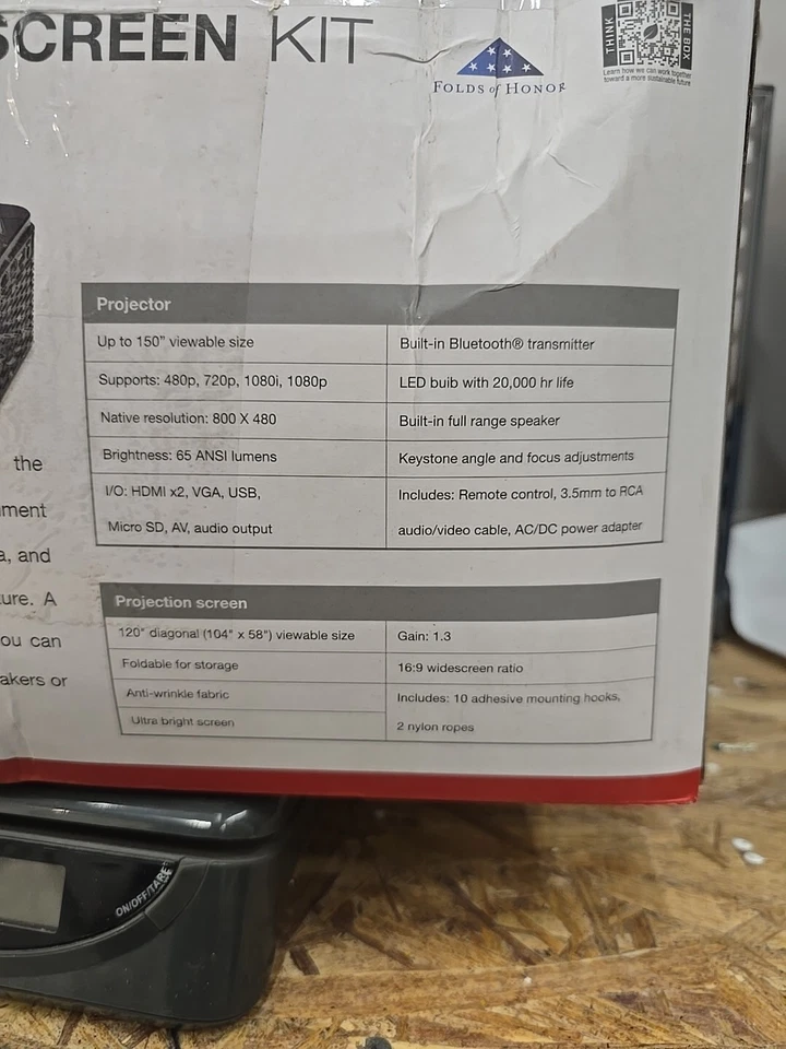 120” GPX All-IN-ONE Movie Projector and Screen Kit, 120" Screen Size - NEW N5 - Image 2 of 3