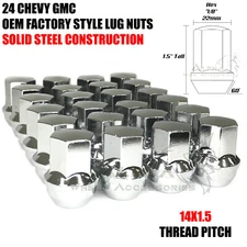 24 GMC Sierra OEM Factory Style Chrome Lug Nuts 14x1.5 Fits 6 Lug GMC Yukon