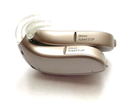 Used, Pair of Oticon Xceed 3UP behind the ear BTE Beige color   -   USA Shipping