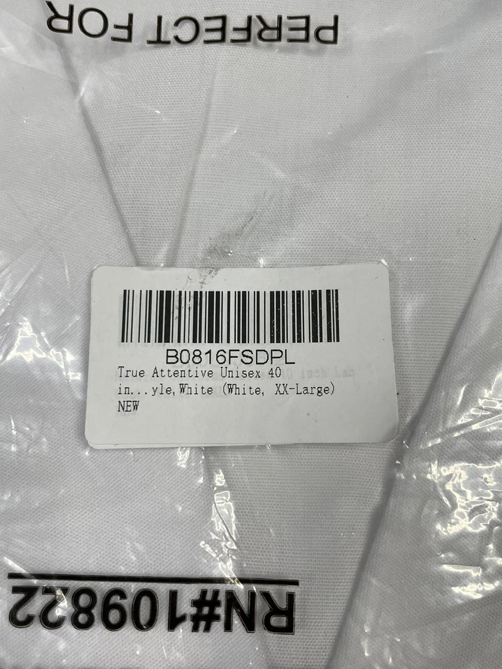 True Attentive Unisex 40 WHITE LABCOAT XX-LARGE Polyester Cotton Blend NEW - Image 2 of 3