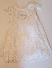 Girls Bow Dream Flower Girl Wedding Dress Sz. 4 NEW White Flowers Lace