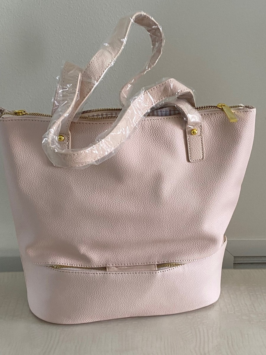 Joy Mangano Double Decker Leather Purse W/Tote & Wristlet 4 Piece