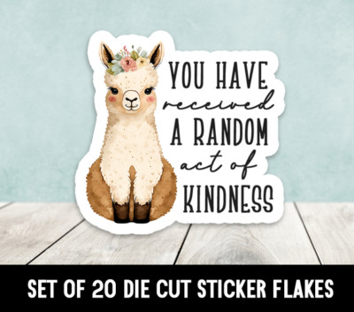 BOHO Llama Random Act Of Kindness Die Cut Stickers Happy Mail -  Set of 20