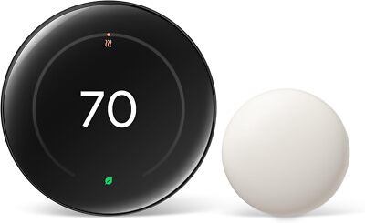 Google Nest Learning Thermostat 4th Gen, Polished Obsidian