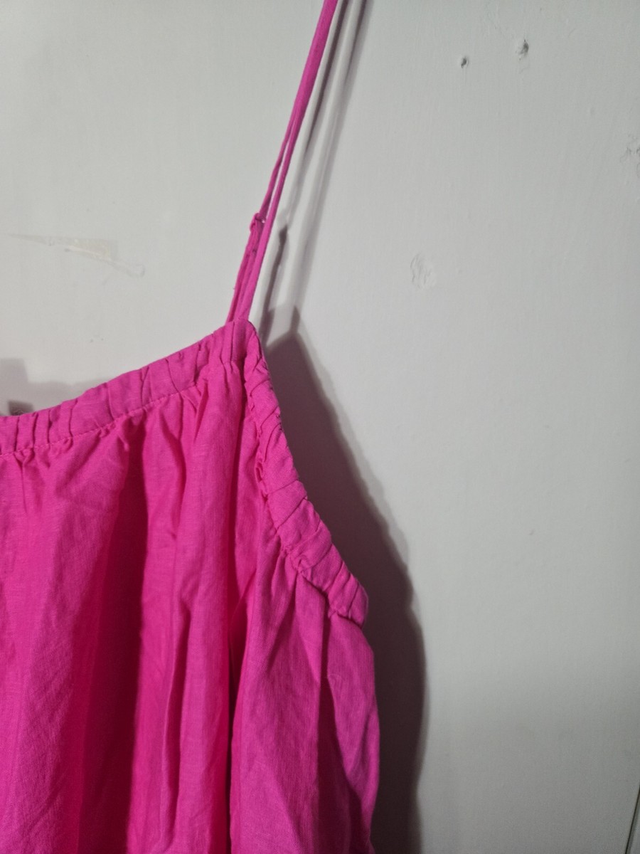 H&M Hot Pink Dress Linen Blend XXL | eBay UK