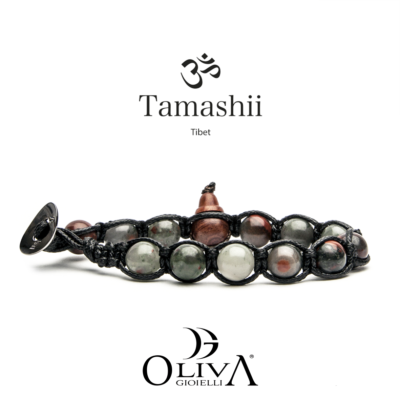 Tamashii Bracciale originale tibetano realizzato con pietre naturali AGATA VERDE