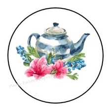 TEA POT TEA PARTY ENVELOPE SEALS LABELS STICKERS PARTY FAVORS