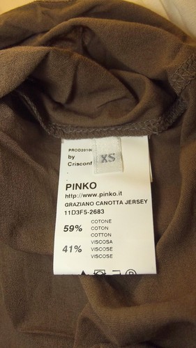 Pinko Canotta Donna Taglia Xs S M Bianco Marrone Jersey Maglia Top Crepe Stretch - Picture 11 of 38