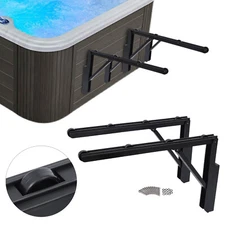 Spa Supply Hot Tub Cover Lift Foldable Hot Tub Cover Roller Racks Black 2Pcs