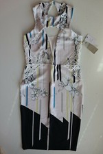 NEXT FLORAL STRETCH BODYCON SLEEVELESS FORMAL PARTY MIDI DRESS UK12