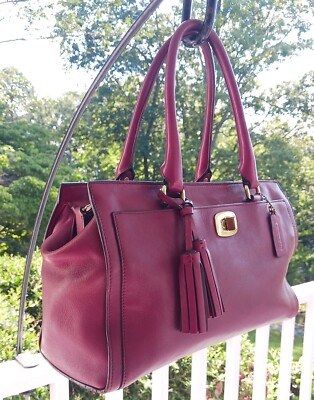Coach 25359 Legacy Chelsea Raspberry Satchel With Tassel & Zip Top