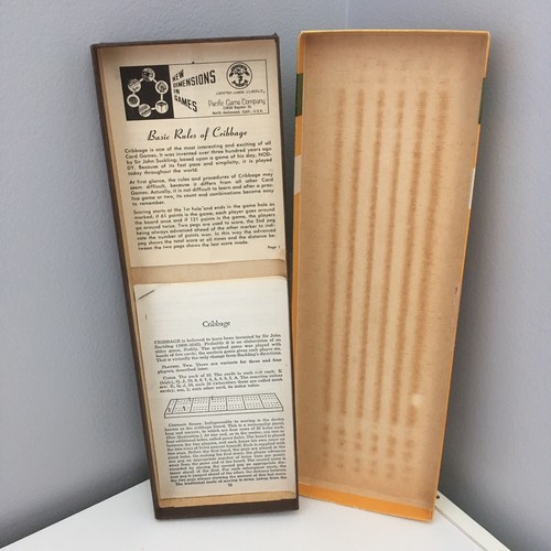 Pleasantime Vintage Continuous Two Lane Cribbage Board Pacific 1967 Wooden Set - Picture 8 of 8