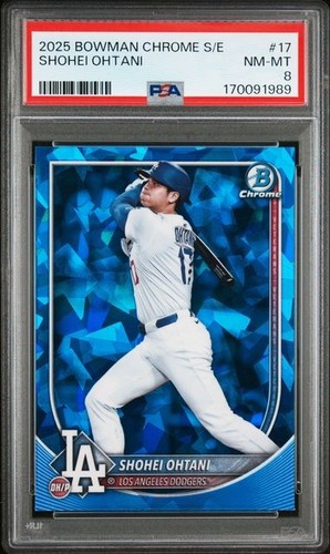 2025 BOWMAN CHROME SHOHEI OHTANI BLUE SAPPHIRE EDITION #17 DODGERS PSA 8