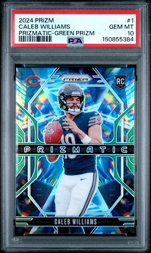 2024 PANINI PRIZM PRIZMATIC GREEN PRIZM #1 CALEB WILLIAMS ROOKIE RC PSA 10