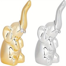 1set Porcelain Elephant Home Display Mixed color 40x35x93mm Jewelry display