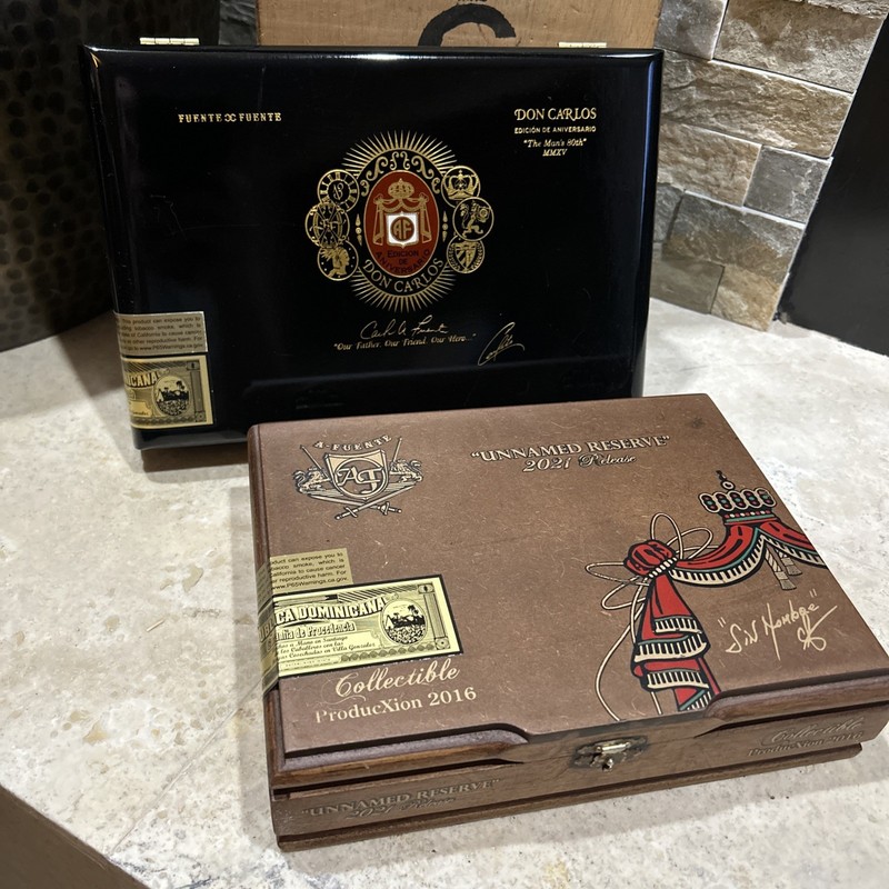 Set Of Arturo Fuente Don Carlos Eye Of The Bull & 80th Personal Res Cigar Boxe