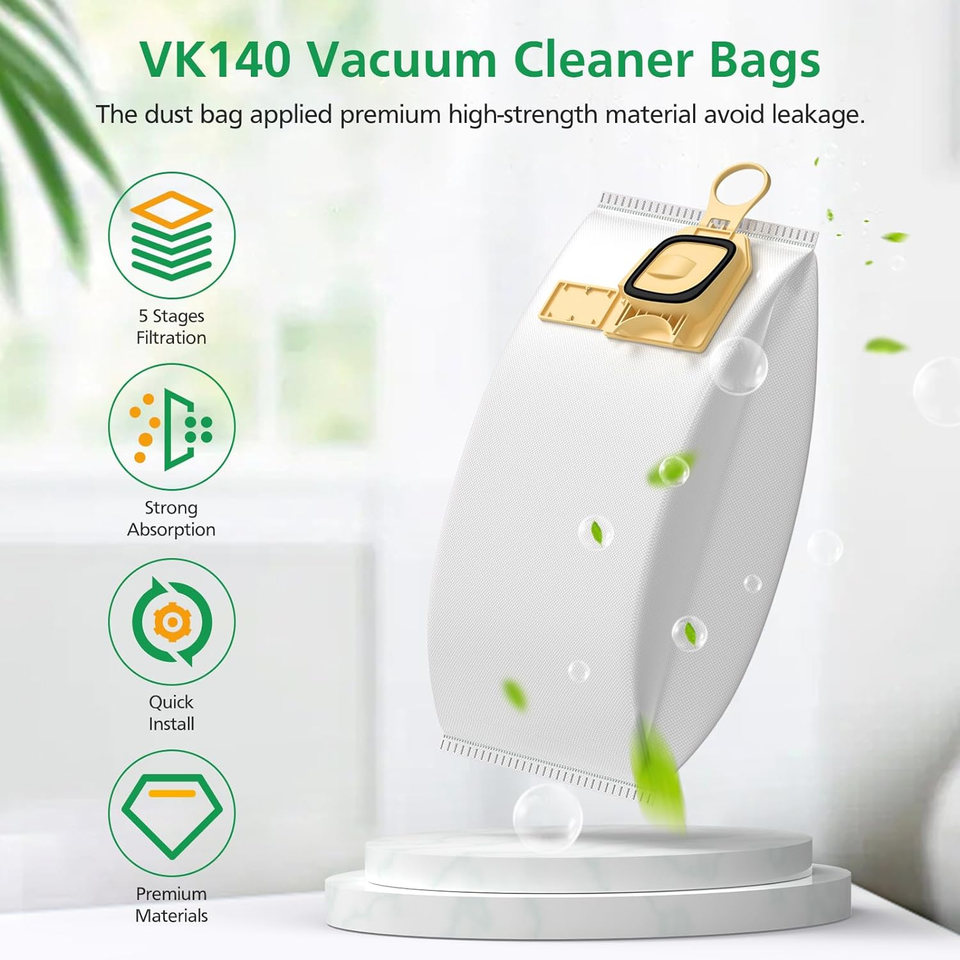 WuYan sacchetti folletto vk140 per aspirapolvere Premium 6 pezzi per Vorwerk folletto vk 140 VK 150 WuYan sacchetti folletto vk140 per aspirapolvere Premium 6 pezzi per Vorwerk folletto vk 140 VK 150