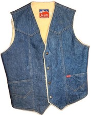 BIG SMITH Sherpa Lined Western Outerwear Rodeo Denim Vest M Medium VTG USA Made