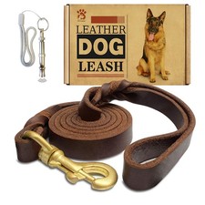 Leather Dog Leash 4ft x 3/4 inch,Strong Heavy Duty Genuine Leather Braided Do...