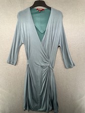 Max Mara Studio Wrap Dress XL Duck Egg Green Jersey Stretch Midi Draped