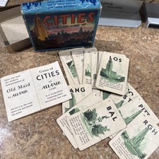 1945 Game Of Cities An All-Fair Card Game Complete 36 cards  instructions w/box