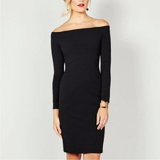 Eliza J black off shoulder sheath dress size 12 elegant classic feminine formal
